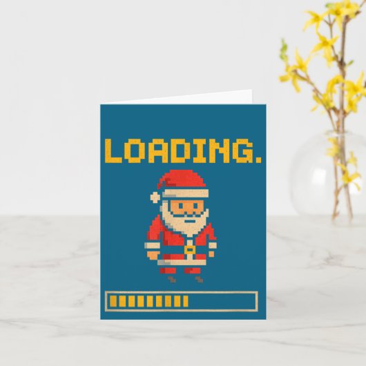 Xel Santa Loading Retro Christmas Gamer Shirt  カード (黄色い花)