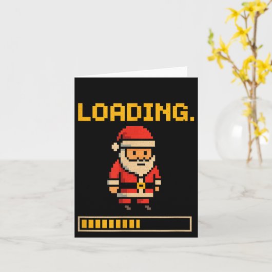 Xel Santa Loading Retro Christmas Gamer Shirt  カード (黄色い花)