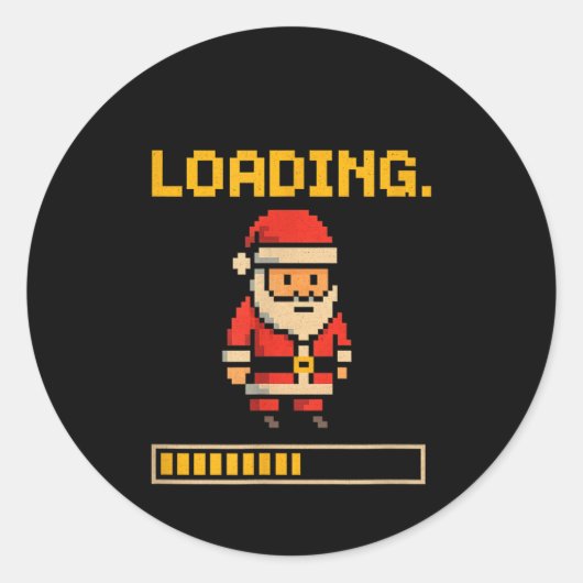 Xel Santa Loading Retro Christmas Gamer Shirt ラウンドシール (正面)