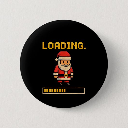 Xel Santa Loading Retro Christmas Gamer Shirt  缶バッジ (正面)