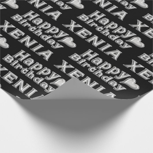 Xenia Happy Birthday silver black Geschenk papier ラッピングペーパー (角)