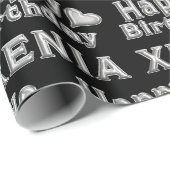 Xenia Happy Birthday silver black Geschenk papier ラッピングペーパー (ロールコーナー)