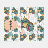 Xenotarsosaurus恐竜かわいいかわいい フリースブランケット (正面(横))