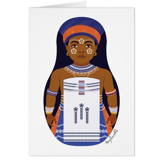 Xhosa,南アフリカ共和国マトリヨスカカード (正面)