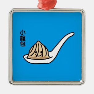 Xiaolongbao中国のなスープゆで団子の点心のパン メタルオーナメント