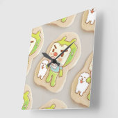 XiaoTieJunアイシングクッキー スクエア壁時計 (傾斜)