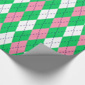 XLアーガイルエメラルドグリーンネイビーブルーホット ラッピングペーパー (角)