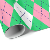 XLアーガイルエメラルドグリーンネイビーブルーホット ラッピングペーパー (ロールコーナー)