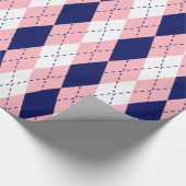 XLピンクアーガイルネイビーブルーWht ラッピングペーパー (角)