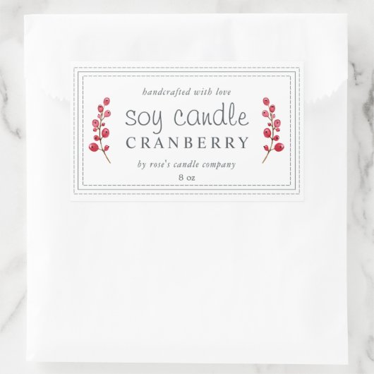 XL自家製ソイキャンドルクランベリーカスタム 長方形シール (バッグ)