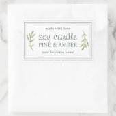 XL 手作り ソイ キャンドル 松の枝 カスタム ホワイト 長方形シール (バッグ)