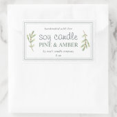 XL 手作り ソイ キャンドル 松の枝 カスタム ホワイト 長方形シール (バッグ)