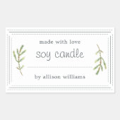 XL 手作り ソイ キャンドル 松の枝 ラベル (正面)