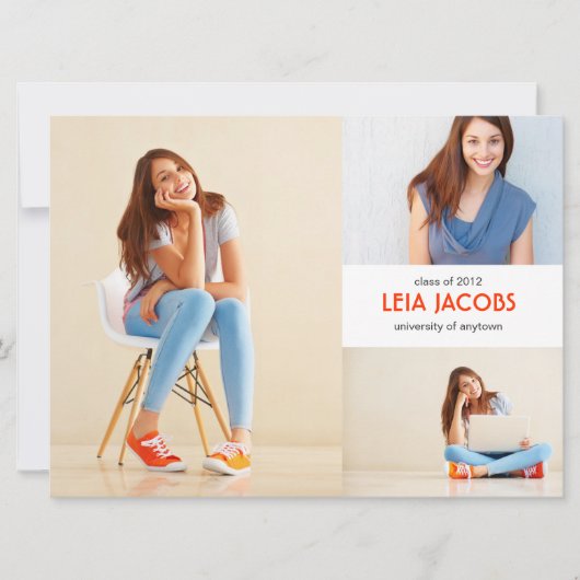 XL 3クラシック写真卒業発表 案内状 (正面)