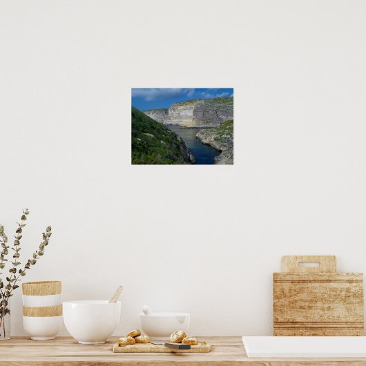 Xlendi Cliffs – マルタ，ゴゾ ポスター (キッチン)