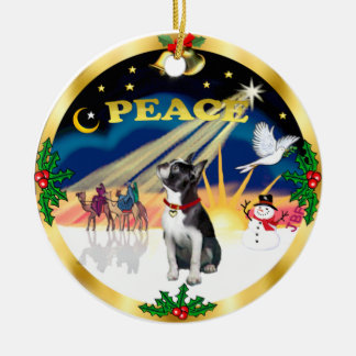 Xmasサイン - ボストンテリア #3 セラミックオーナメント
