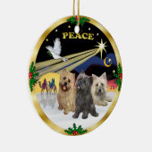 Xmas鳩 - 3匹のケアーン・テリア セラミックオーナメント (右)