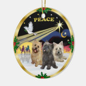 Xmas鳩 - 3匹のケアーン・テリア セラミックオーナメント (左)