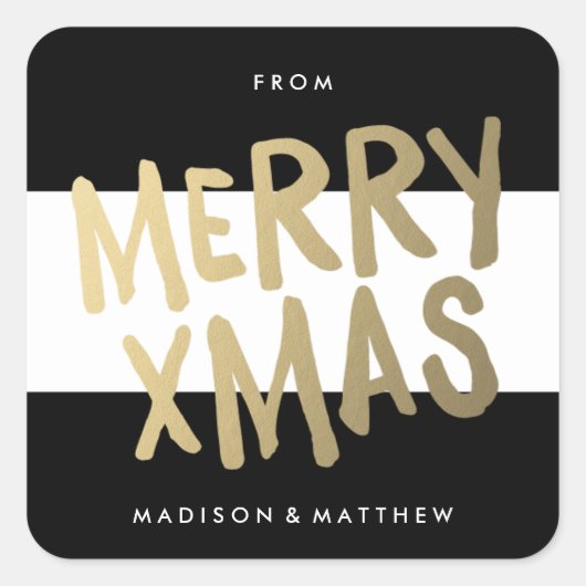 Xmas |休日のギフトラベル スクエアシール (正面)