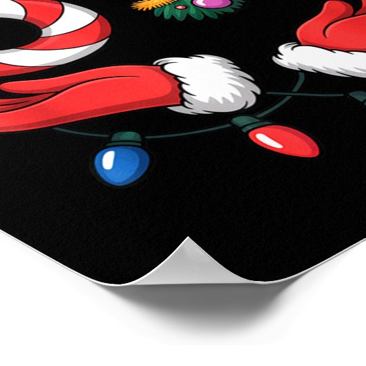 Xmas 67 Hands Gesture Candy Canes Santa Holiday Ki ポスター (角)