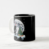 Xmas Bigfoot Santa Tree Sleigh Moon Reindeer Snow ツートーンマグカップ (正面左)