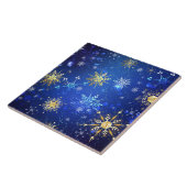 XMAS Blue Background with Golden Snowflakes タイル (側面)