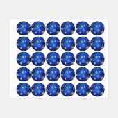 XMAS Blue Background with Golden Snowflakes ラベル (シート)