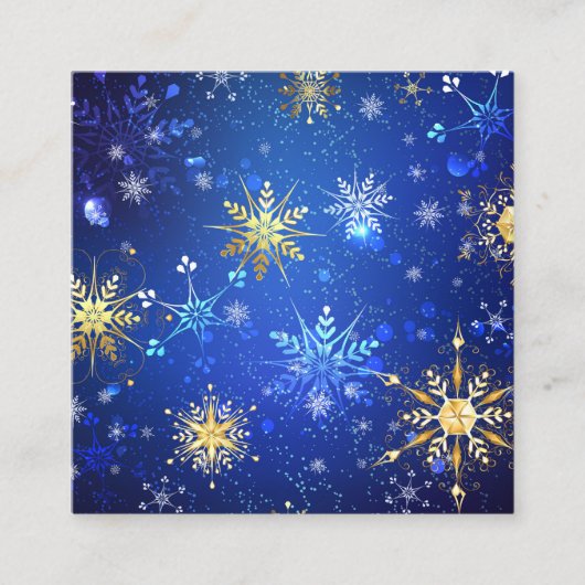 XMAS Blue Background with Golden Snowflakes 紹介カード (正面)