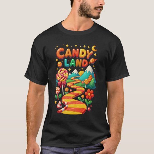 Xmas Candy Land Rainbow Trail Candy Cane Merry Chr Tシャツ (正面)