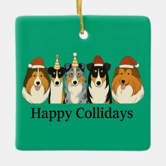 Xmas Collie Ornaments  セラミックオーナメント (正面)
