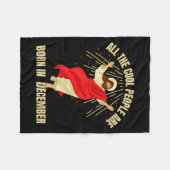 Xmas Cool People Are Born In December Christian Ch フリースブランケット (正面(横))