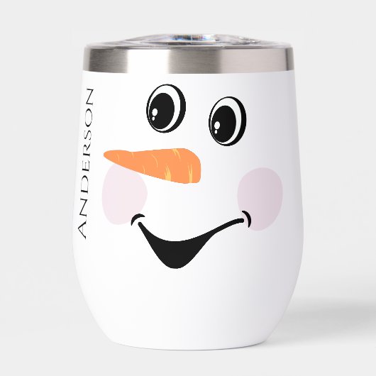 Xmas Cute Custom Snowman happy face cup coffee mug (正面)