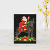 Xmas Decor Funny Santa Riding Rottweiler Dog Chris カード (黄色い花)
