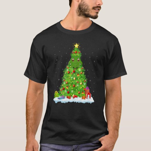 Xmas Decorations Lights Santa Crocodile Christmas  Tシャツ (正面)