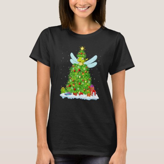 Xmas Decorations Lights Santa Dragonfly Christmas  Tシャツ (正面)