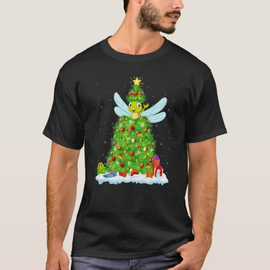 Xmas Decorations Lights Santa Dragonfly Christmas  Tシャツ (正面)