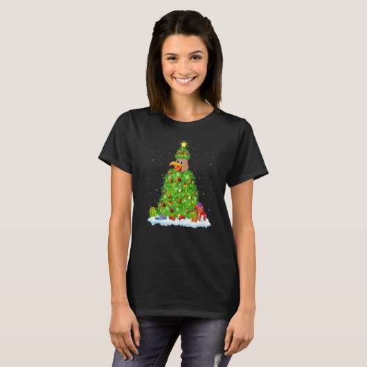Xmas Decorations Lights Santa Rooster Bird Christm Tシャツ (正面フル)
