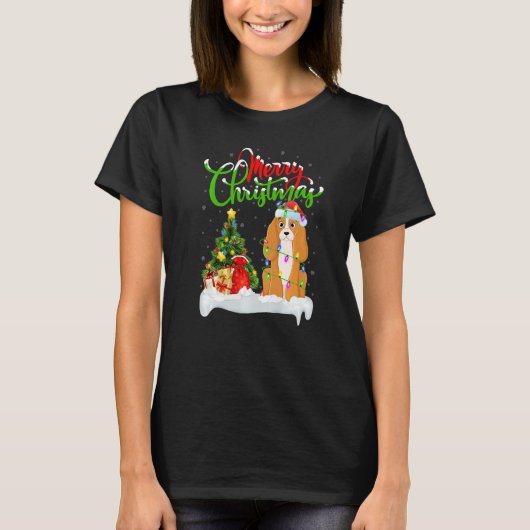 Xmas Decorations Santa Cocker Spaniel Dog Christma Tシャツ (正面)