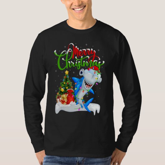 Xmas Decorations Santa Hammerhead Shark Christmas Tシャツ (正面)