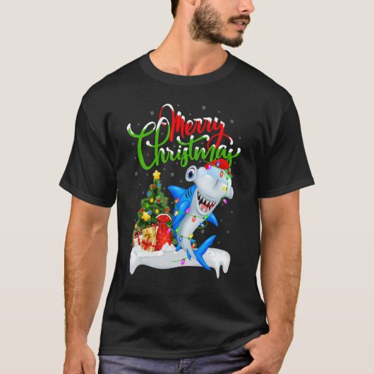 Xmas Decorations Santa Hammerhead Shark Christmas Tシャツ (正面)
