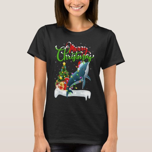 Xmas Decorations Santa Humpback Whale Christmas Tシャツ (正面)