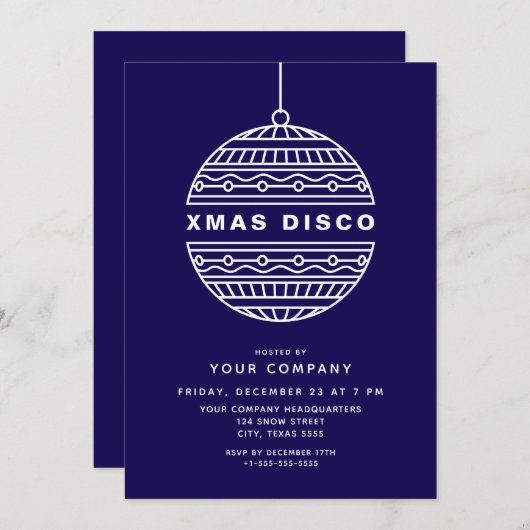 Xmas Disco with Christmas Ball 招待状 (正面/裏面)