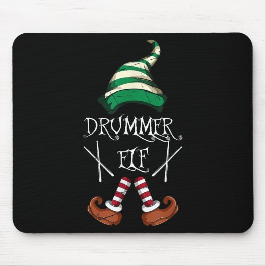 Xmas Drumsticks Music Matching Drummer Elf Pajama  マウスパッド (正面)