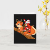 Xmas Family Matching Funny Santa Riding Squirrel C カード (黄色い花)