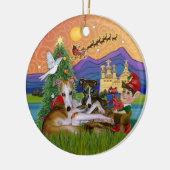 Xmas Fantasy - ２匹のウィペット セラミックオーナメント (左)