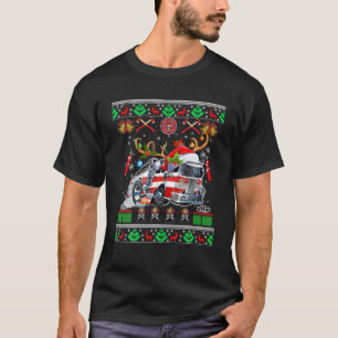 Xmas Firefighter Lover Fire Truck Fireman Ugly Swe Tシャツ