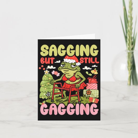 Xmas Funny Frog Meme Christmas Sagging But Still G カード (正面)