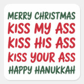 Xmas Funny Merry Christmas Sarcastic Rude スクエアシール (正面)
