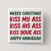 Xmas Funny Merry Christmas Sarcastic Rude 缶バッジ (正面)