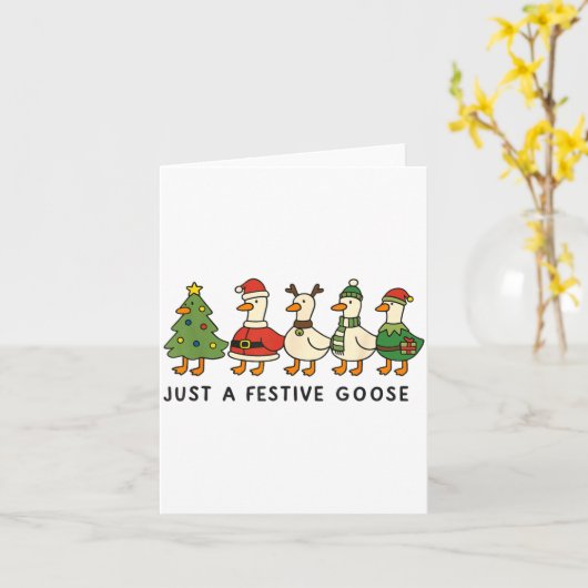 Xmas Funny Silly Goose Christmas Pjs Just A Festiv カード (黄色い花)